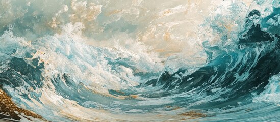 Dynamic ocean waves crashing against the shore capturing the beauty and power of nature at the beach in stunning detail.