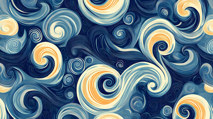 Fototapeta premium Design based on antique blue color with seamless pattern