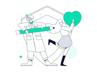 Medical characters fighting the epidemic flat vector concept operation hand drawn illustration
