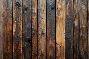 Fototapeta premium Dark brown vertical wooden planks background texture.