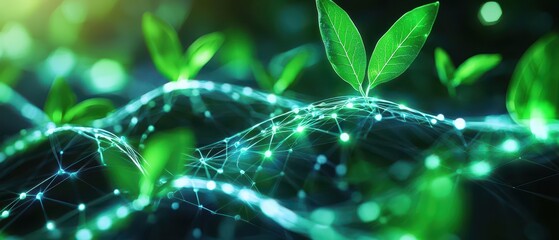 Abstract visualization of plant transpiration pathways concept. Concept image of natural transpiration process.