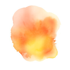 Yellow orange watercolor paint stains, ink splashes, abstract illustration