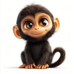 Adorable Baby Chimpanzee Cute Monkey 3D Render Wildlife Animal Cartoon Character Primate Jungle