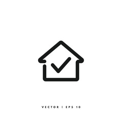 Checkmark House Icon. Editable Stroke