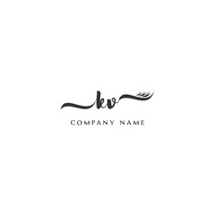 Minimalist KV Logo Design with Abstract Feather Element