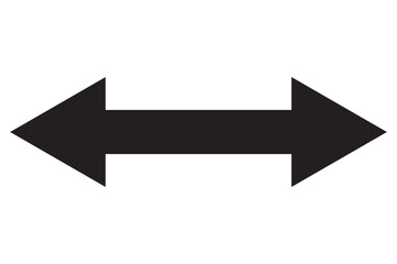 Double side long arrow vector, silhouette. Two side arrow icon vector. Vector set of trendy long arrows left and right in flat. Horizontal double-headed arrow. Vector illustration.