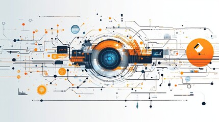 Eye representing the use of AI and automation in business, symbolizing the intersection of AI technologies, digital solutions, and the future of automated decision-making processes.