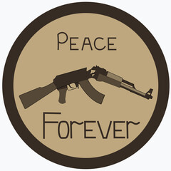 Broken AKC in the center of the circle. The icon symbolizes the fight against war.