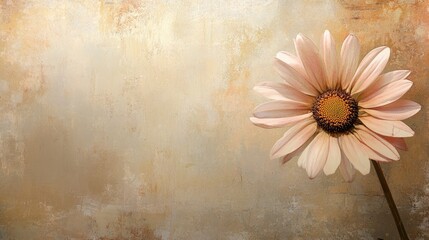 Elegant daisy flower against a textured beige background for serene and artistic design purposes