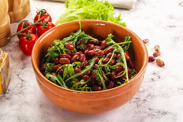 Red canned beans with arugula