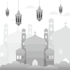 masjid mosque islam ramadhan eid fitri ornament vector islamic