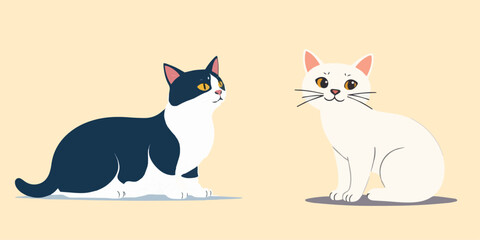 Cat flat clipart vector illustration animal, pet, kitten, cartoon, kitty, vector, love, c cats, silhouette, outline, 