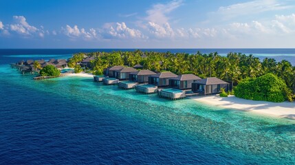 Tropical Island with Overwater Bungalows
