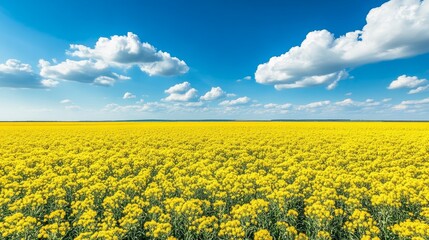 Obraz premium Vibrant canola field showcasing the beauty of Brassica napus flowers a stunning landscape of canola blooms stretching as far as the eye can see, perfect for nature enthusiasts and photographers alike.