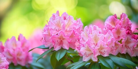 Fototapeta premium Rhododendron flowers are stunning and vibrant. Known for their beauty, Rhododendron showcases a variety of colors and forms, making Rhododendron a popular choice for gardens and landscapes.