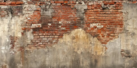Obraz premium Old brick wall ruins create a captivating backdrop, adding texture and character to the scene. This old brick wall enhances the atmosphere, showcasing the beauty of decay and history.