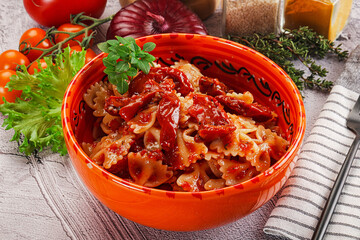 Italian pasta with dry tomato