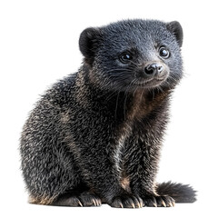 Fototapeta premium Angled view full body shot of an extremely perfect looking single Binturong animal isolated on a white transparent background