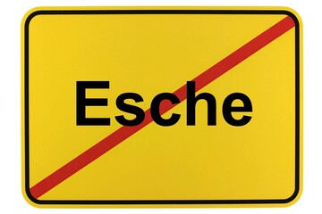 Illustration eines Ortsschildes der Gemeinde Esche in Niedersachsen