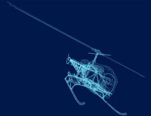 Helicopter wireframe vector art illustration