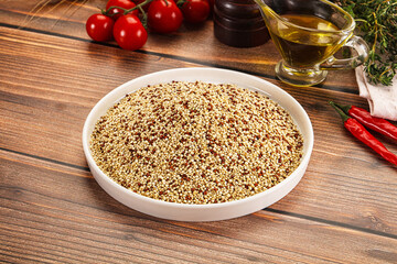 Raw dry quinoa seeds cereal