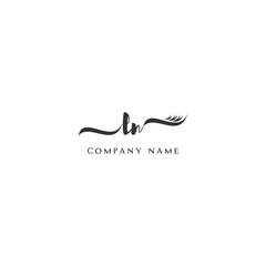 Minimalist LN Logo Design with Abstract Feather Element
