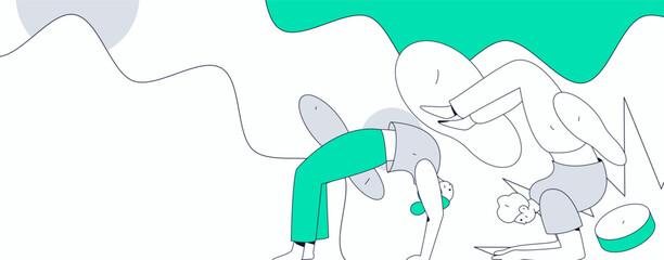 Practicing yoga, physical and mental health, flat vector character concept, operation hand drawn illustration
