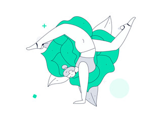 Practicing yoga, physical and mental health, flat vector character concept, operation hand drawn illustration
