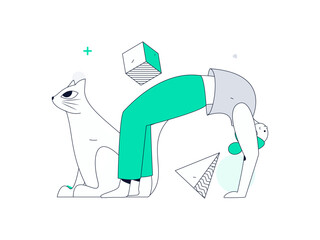 Practicing yoga, physical and mental health, flat vector character concept, operation hand drawn illustration
