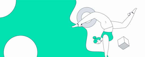 Practicing yoga, physical and mental health, flat vector character concept, operation hand drawn illustration
