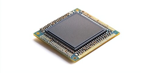 BGA package processor showcased in a clear photo, isolated against a white background. This BGA package highlights the intricate design and functionality of the processor.