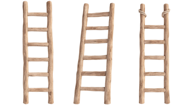 Ladder set with wood texture digital art minimalist design perspective view clarity concept