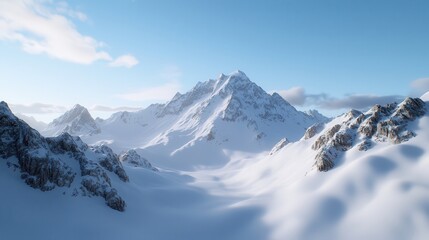 Obraz premium Majestic mountain ranges with snow-covered peaks, capturing the grandeur of nature imagine product photography, white background,
