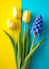 Fototapeta premium bouquet of yellow tulips