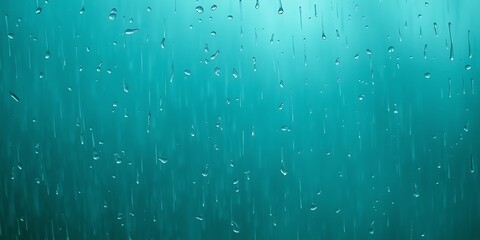 Teal Rain: Water Droplets on Glass, Serene Abstract