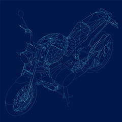 motorcycle sport bike wireframe. Isometric view. Vector illustration