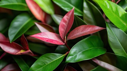 Tropical greenery arrangements with palm leaves and dense foliage, evoking a serene and exotic jungle vibe imagine product photography,