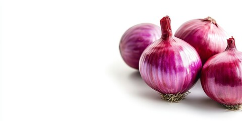 Isolated red onion on a pure white background, showcasing the vibrant color and unique texture of red onion in detail, perfect for culinary and health related themes featuring red onion.