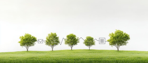 Obraz premium serene nature scene with trees forming graphs in landscape