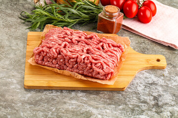 Raw uncooked red minced meat