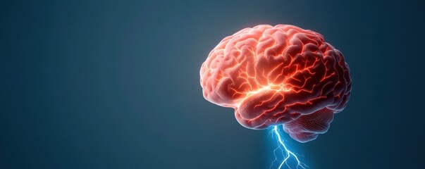 Human Brain with Electrical Impulse, Neurological Concept
