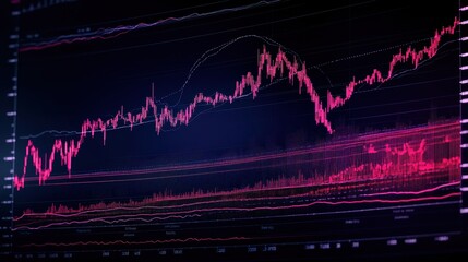 Vibrant Financial Market Data Visualization with Fluctuating Trends