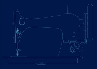 sewing machine outline. Side view. vector illustration