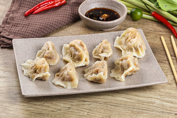 Asian steamed dumplings with meat