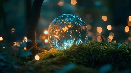 Crystal Ball Enchanting Forest Night Lights