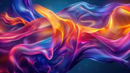 Obraz premium Abstract wavy layers of neon colors swirling seamlessly