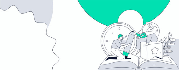 Character reading quietly vector concept operation hand drawn illustration
