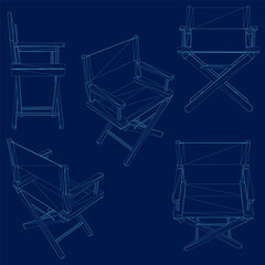 Folding Chair contour set. Vector illustration