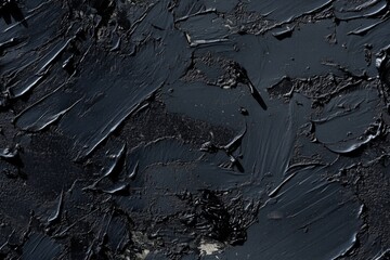 Seamless textured black surface with thick, uneven strokes, resembling abstract art or a painted canvas. The surface has a glossy finish, highlighting the depth and variations in the black paint.