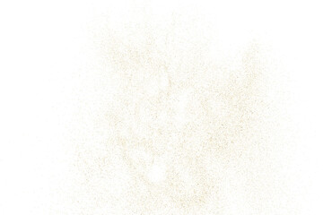 Gold texture pattern on transparent background. Old paper surface. Light golden confetti. Yellow Illustration backdrop. PNG design element.